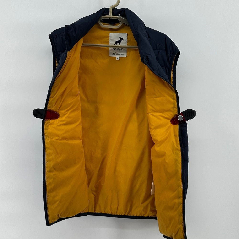 Fat Moose Quilted Womens L Vest Navy Blue Yellow Puffer Sleeveless‎ Outerwear - Picture 12 of 12